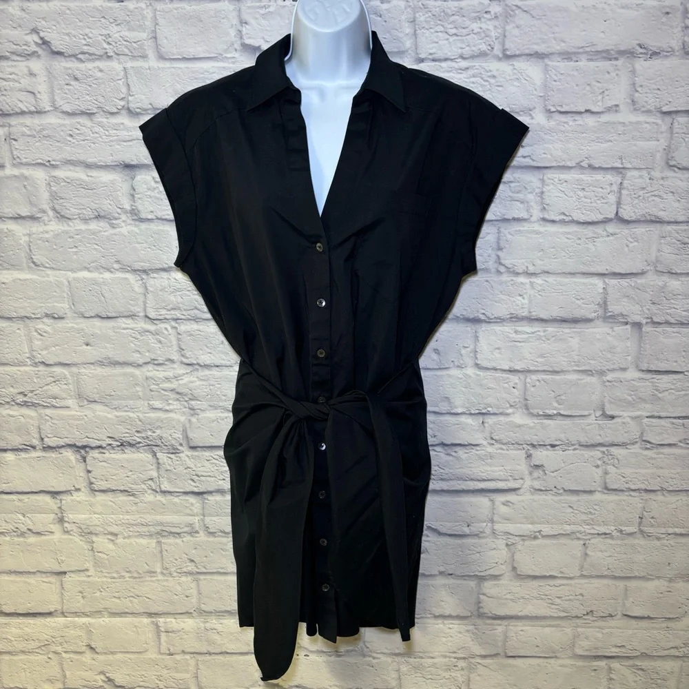 Veronica Beard Aimee Black Shirtdress Mini Size 8 Women’s Quiet Luxury - Picture 5 of 15
